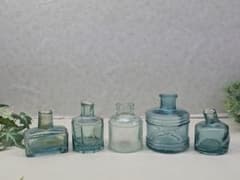 Set of 5 Antique British Ink Bottles, Rare Type A