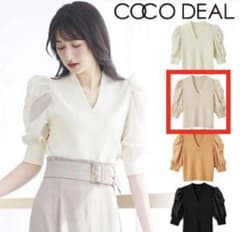 COCODEAL パフスリーブ ニット 半袖 ベージュのサムネイル