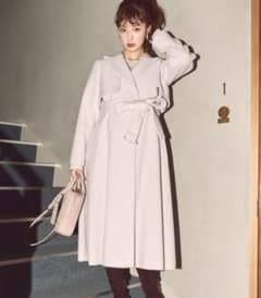 JILLSTUART ライトグレー ロングコート ウエストベルト付き - メルカリ