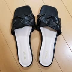 しまむら スクエアトゥ メッシュ2pink サンダル 完売 ブラック LLのサムネイル