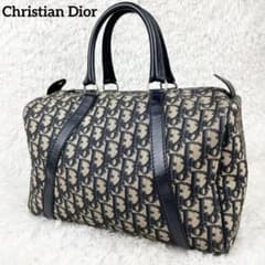【美品】クリスチャンディオール トロッター ボストンバッグ 南京錠 ネイビー Christian Dior（クリスチャン・ディオール） トロッター柄