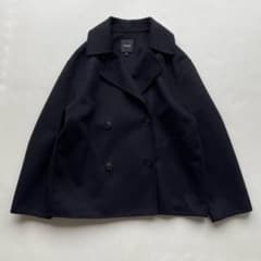 近年物】セオリー カシミヤ混 ダブルフェイス ピーコート S 黒 ウール