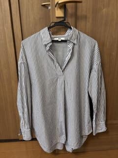 UNIQLO ストライプ スキッパーシャツ 長袖 Mのサムネイル
