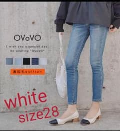 オーヴォ OVoVO 裏起毛9分丈スキニーデニム ホワイト 28のサムネイル
