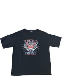 【美品】4Makes ロックTシャツ ハート 薔薇 黒 Mのサムネイル