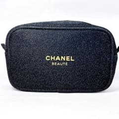 美品 CHANEL ポーチ ノベルティ 黒 シャネル グリッター仕上げ - メルカリ