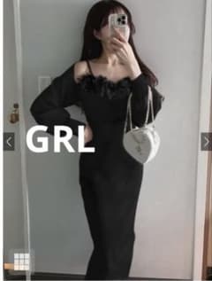 GRL ファーニットワンピース×カーディガン