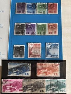 カタログ価8810円！航空切手16種使用済　鑑賞シート入り　昭和26年五重塔全種のサムネイル