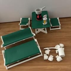 Vintage Playmobil camping table and chairs, bed, lantern, etc.