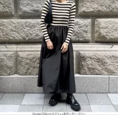 SAYAKAさんコラボ ドッキングワンピース ボーダー フレアスカートのサムネイル