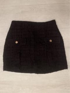 ZARA ツイード　ミニスカート　ブラック　黒のサムネイル
