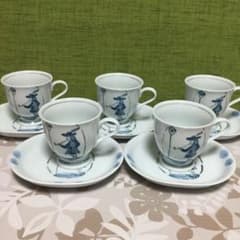 【有田焼　陶華窯　古染付慕情　美品！】カップ&ソーサー5客組のサムネイル