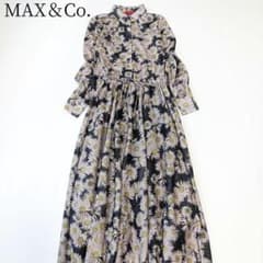 MAX＆Co.】ロングワンピース 花柄 マキシ丈 ボタニカル ラメ フレア 