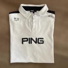 PING ゴルフウェア 半袖ポロシャツ ホワイト ブラックのサムネイル