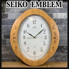高級時計　廃盤品　SEIKO EMBLEM　セイコー 正美堂 – 36cm HS558A 木枠 電波掛け時計 スタンダード セイコー SEIKO エンブレム　木製枠掛け時計 インテリア時計