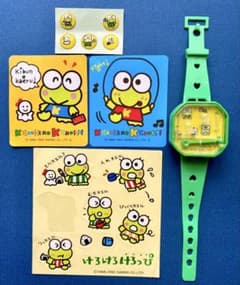 けろけろけろっぴ腕時計型ミニゲームとシール、カード 1990、1992年製