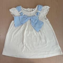 any FAM 半袖カットソー 水色ストライプリボン付き 90cmのサムネイル