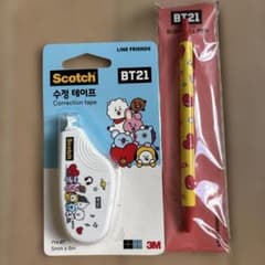 BT21 스카치수정 테이프 슬림 볼펜 세트