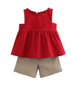値下げ！韓国子供服 ノースリーブカットソーとショートパンツセットのサムネイル