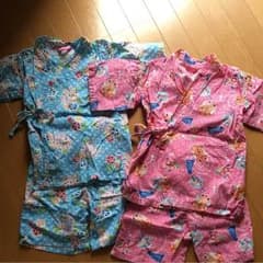甚平 2枚セット 朝顔 金魚 美品 120cmのサムネイル