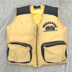 希少】90's OLD GAP 刺繍ロゴデザイン ダウンベスト レトロ - メルカリ