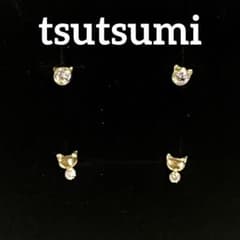 新品】ツツミ ネコ2連単 K10ピアス - メルカリ