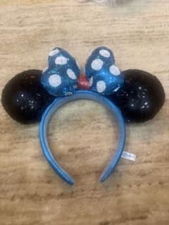 ディズニー ミニー カチューシャ 水色 ドット スパンコールのサムネイル