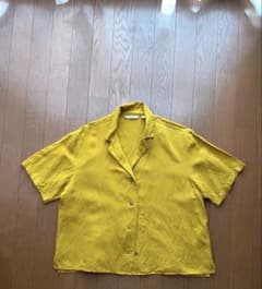 UNIQLO ユニクロ 半袖 オープンカラーシャツ イエロー Sのサムネイル