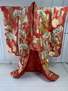 色打掛 赤地 金銀糸 鶴 松 豪華刺繍のサムネイル