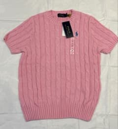 新品タグ付】POLO RALPH LAUREN ケーブルニット 半袖ピンクS - メルカリ