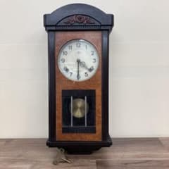 E-2 ジャンク品 アンティーク 振り子時計 ゼンマイ式 壁掛け時計