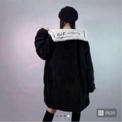 新品未開封N ieR大人気セーラー襟付きふわもこ刺繍アウターブラック 