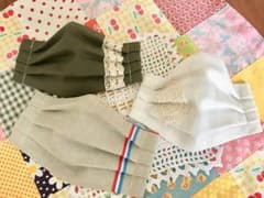 ☆ハンドメイド リネン×レース マスク 大人 M セット☆のサムネイル