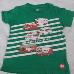 緊急車両デザイン Tシャツ 100cm 緑のサムネイル