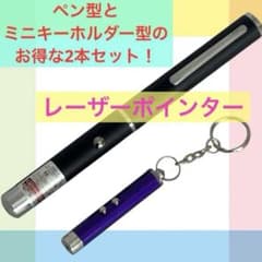 レーザーポインター2本セット　ペン型＆ミニキーホルダー型　猫ちゃんの運動不足解消のサムネイル