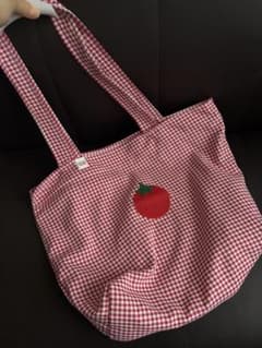 ハンドメイド トマト刺繍 ギンガムチェック レッスンバッグのサムネイル