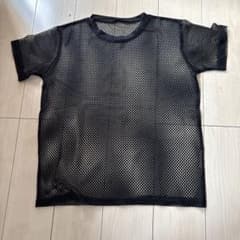 メッシュ素材 半袖Tシャツ ブラックのサムネイル