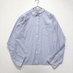 美品【Lサイズ】MARGARET HOWELL ストライプシャツ 長袖 ブルー - メルカリ