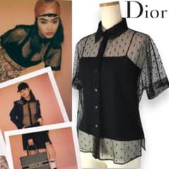 Dior ドット柄半袖ブラウス - メルカリ