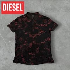 DIESEL ディーゼル ポロシャツ ブラック レッド 総柄 XL