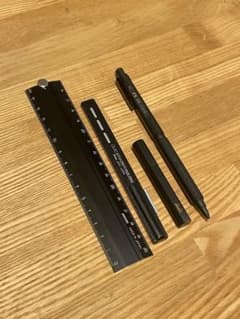黒い文具 製図用シャープペンシル 0.2mm 定規 クリック消しゴム セットのサムネイル