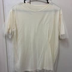 ホワイト チュールレイヤード 半袖Tシャツ