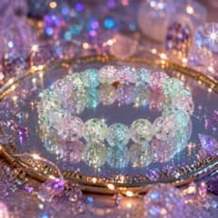 虹色の癒し】パステルクラッククリスタル 天然石ブレスレット｜恋愛運 