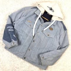 【レア】A BATHING APE デニムジャケット 厚手 フード ロゴ レア】A BATHING APE デニムジャケット 厚手 フード ロゴ - メルカリ