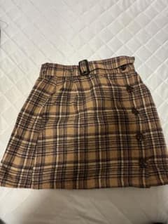 チェック柄 ミニスカート ブラウン M 秋服のサムネイル