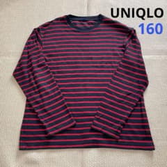 UNIQLO ユニクロキッズ 綿ソフトタッチボーダークルーネックT 赤紺、160