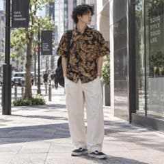 黒金アロハ 葉柄 XL 一枚でインパクト出せるのサムネイル