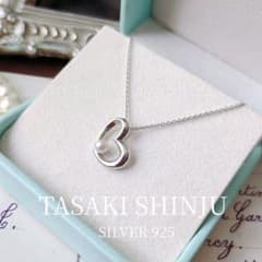 田崎真珠 TASAKI SILVER オープンハート パールペンダントネックレス