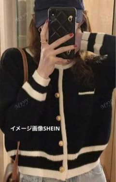 SHEIN 韓国風ニット　金ボタン　カーディガン