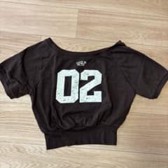 ブラウン ワンショルダー ショート丈 Tシャツのサムネイル